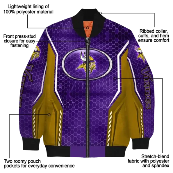 custom minnesota vikings power plate purple bomber jacket new arrival