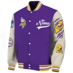 custom minnesota vikings razorback outline purple nude varsity jacket best selling