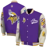 custom minnesota vikings razorback outline purple nude varsity jacket best selling
