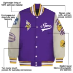 custom minnesota vikings razorback outline purple nude varsity jacket best selling