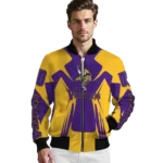 custom minnesota vikings spider mark purple gold crocs bomber jacket best selling