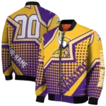 custom minnesota vikings star burst purple bomber jacket best selling
