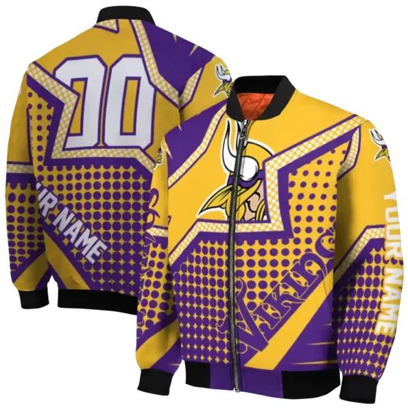 custom minnesota vikings star burst purple bomber jacket fashion forward