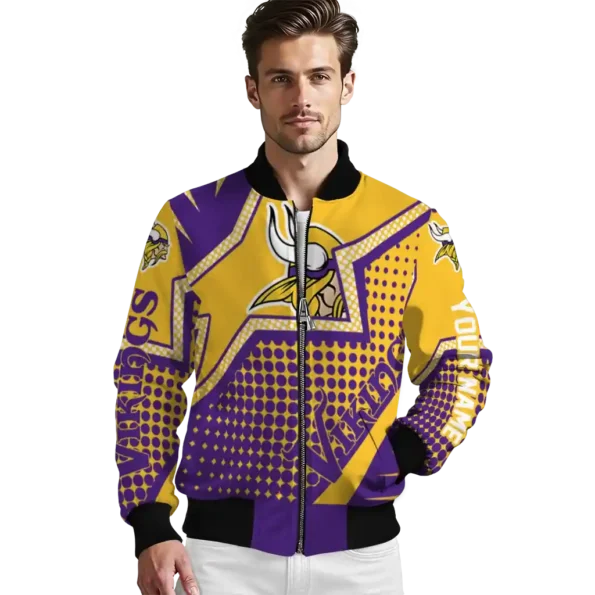 custom minnesota vikings star burst purple bomber jacket high quality