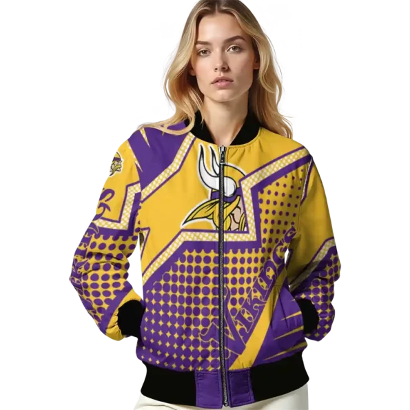 custom minnesota vikings star burst purple bomber jacket latest model