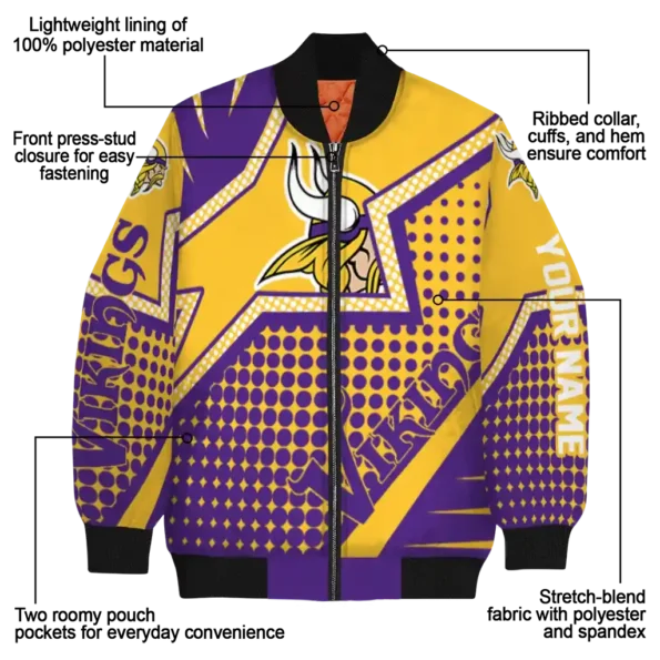 custom minnesota vikings star burst purple bomber jacket new arrival