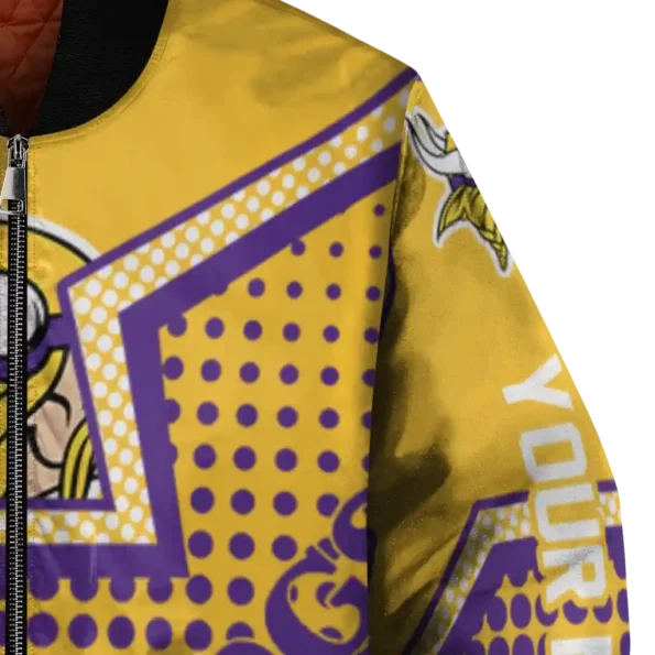 custom minnesota vikings star burst purple bomber jacket premium grade