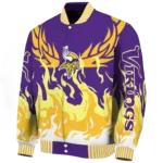 custom minnesota vikings winged blaze purple white varsity jacket best selling