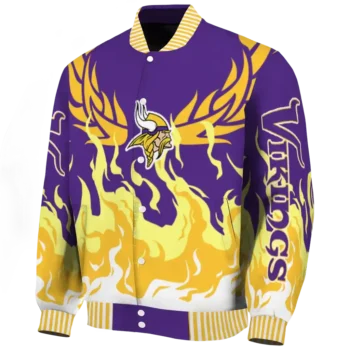 custom minnesota vikings winged blaze purple white varsity jacket best selling