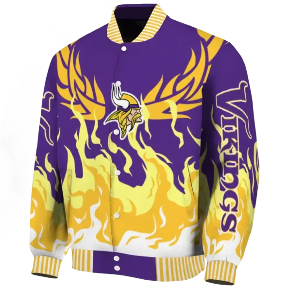 custom minnesota vikings winged blaze purple white varsity jacket best selling