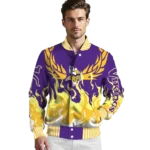 custom minnesota vikings winged blaze purple white varsity jacket best selling