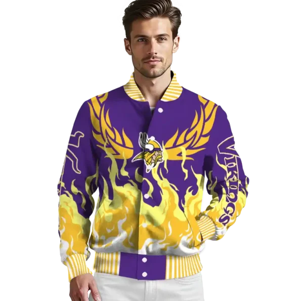 custom minnesota vikings winged blaze purple white varsity jacket high quality