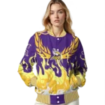 custom minnesota vikings winged blaze purple white varsity jacket best selling