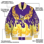 custom minnesota vikings winged blaze purple white varsity jacket best selling