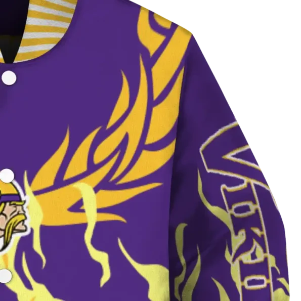 custom minnesota vikings winged blaze purple white varsity jacket premium grade