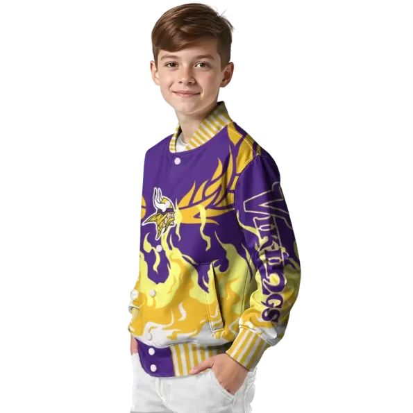 custom minnesota vikings winged blaze purple white varsity jacket trendy