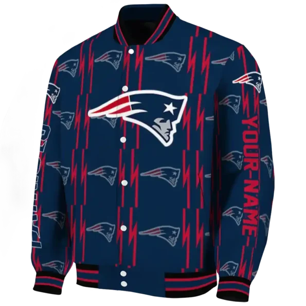 custom new england patriots bolt stripe blue varsity jacket best selling