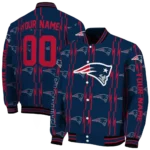 custom new england patriots bolt stripe blue varsity jacket best selling