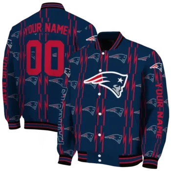custom new england patriots bolt stripe blue varsity jacket fashion forward