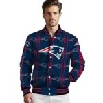 custom new england patriots bolt stripe blue varsity jacket best selling
