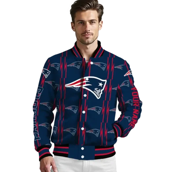 custom new england patriots bolt stripe blue varsity jacket high quality