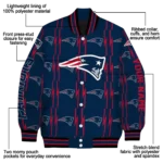 custom new england patriots bolt stripe blue varsity jacket best selling