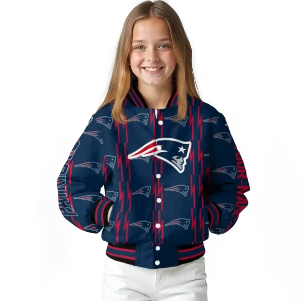 custom new england patriots bolt stripe blue varsity jacket top rated
