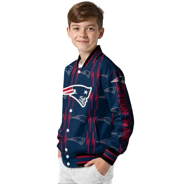 custom new england patriots bolt stripe blue varsity jacket trendy