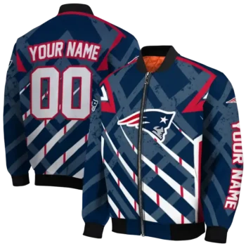 custom new england patriots chevron angles blue bomber jacket fashion forward