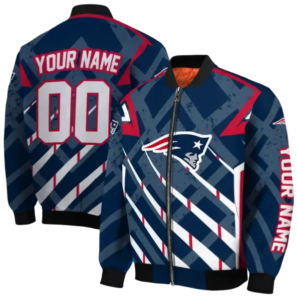 custom new england patriots chevron angles blue bomber jacket fashion forward
