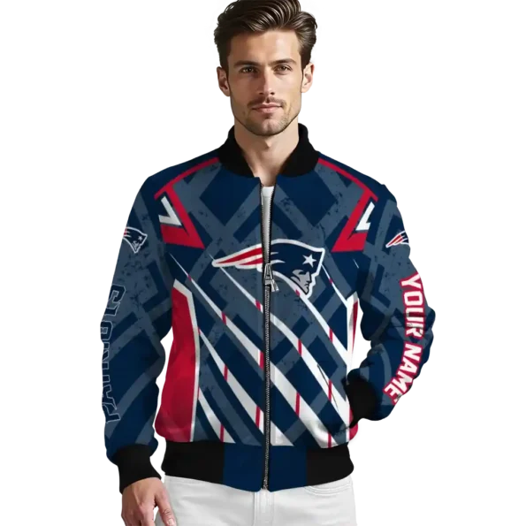 custom new england patriots chevron angles blue bomber jacket high quality