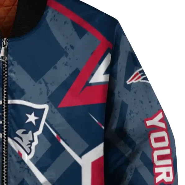 custom new england patriots chevron angles blue bomber jacket premium grade