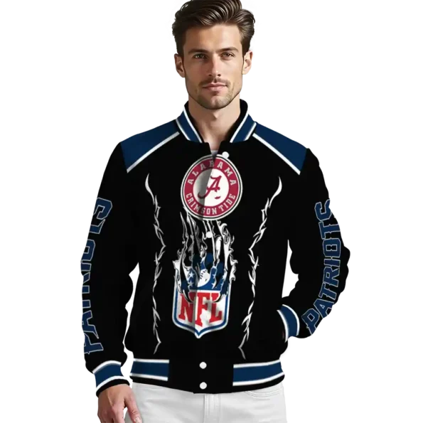 custom new england patriots claw blood blue black varsity jacket high quality