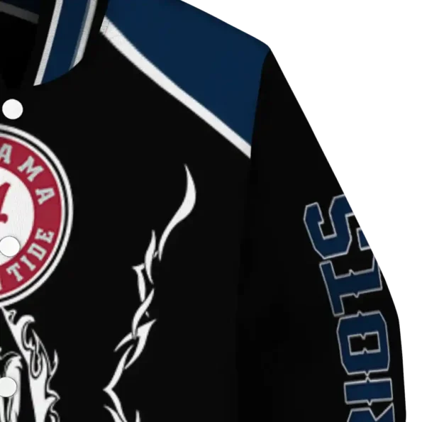 custom new england patriots claw blood blue black varsity jacket premium grade