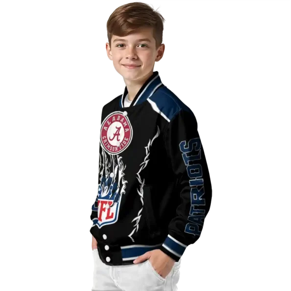 custom new england patriots claw blood blue black varsity jacket trendy