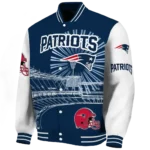 custom new england patriots ferris arena blue white varsity jacket best selling