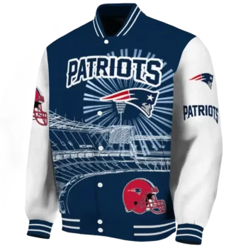 custom new england patriots ferris arena blue white varsity jacket best selling