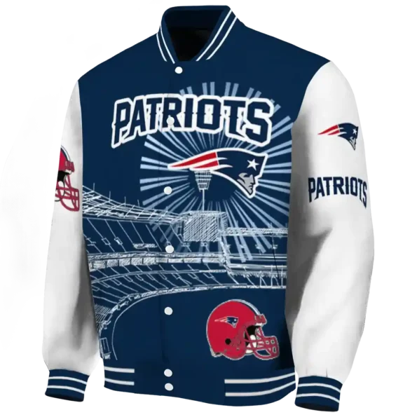 custom new england patriots ferris arena blue white varsity jacket best selling