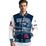 custom new england patriots ferris arena blue white varsity jacket best selling