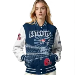 custom new england patriots ferris arena blue white varsity jacket best selling