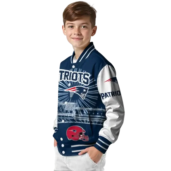 custom new england patriots ferris arena blue white varsity jacket trendy