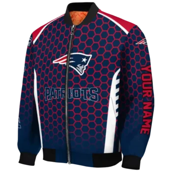 custom new england patriots hexagon grid blue bomber jacket best selling