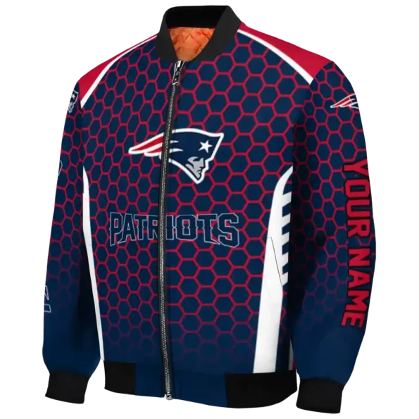 custom new england patriots hexagon grid blue bomber jacket best selling