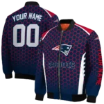 custom new england patriots hexagon grid blue bomber jacket best selling