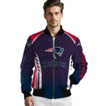 custom new england patriots hexagon grid blue bomber jacket best selling