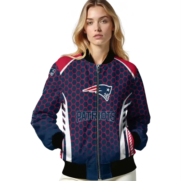 custom new england patriots hexagon grid blue bomber jacket latest model