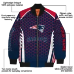 custom new england patriots hexagon grid blue bomber jacket best selling