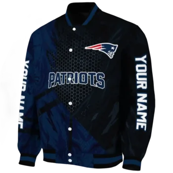 custom new england patriots hexagon mesh blue black varsity jacket best selling