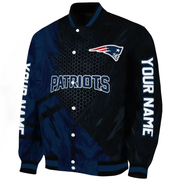 custom new england patriots hexagon mesh blue black varsity jacket best selling