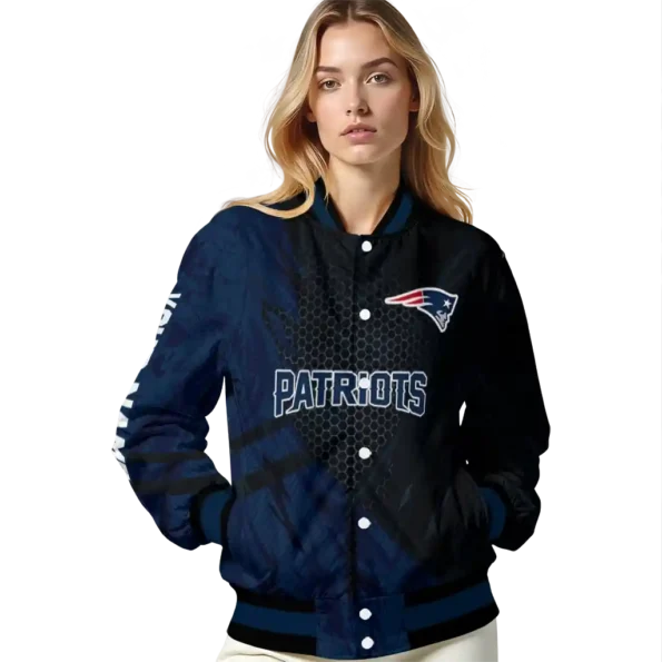 custom new england patriots hexagon mesh blue black varsity jacket latest model